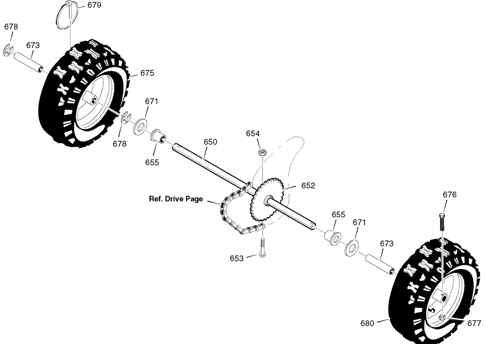 Wheels Diagram and Parts List for 624604X43B 2004 Briggs and Stratton Snow Blower